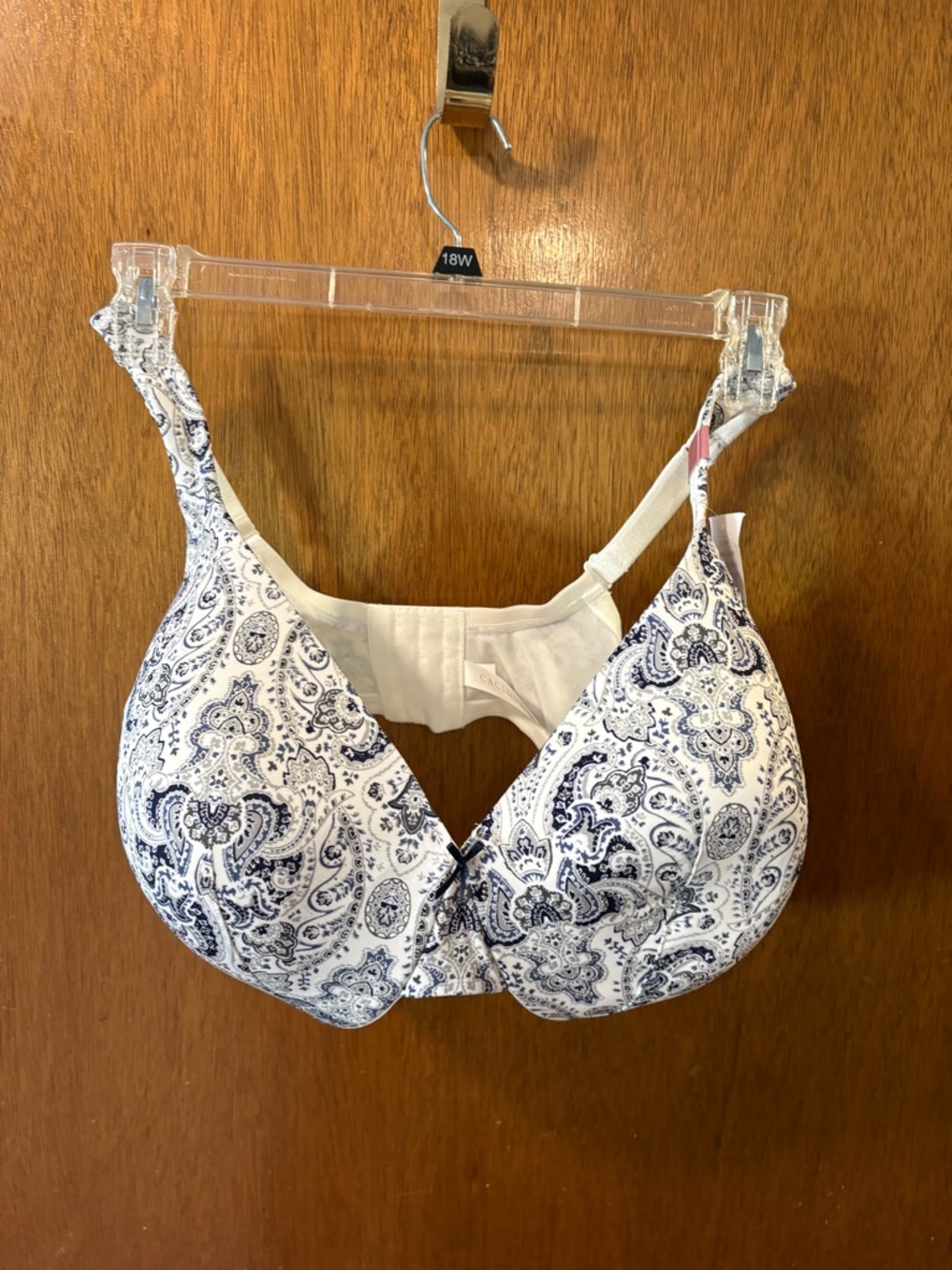 Cacique 42F Bra Lightly Lined Full Coverage Paisley Blue White NWT